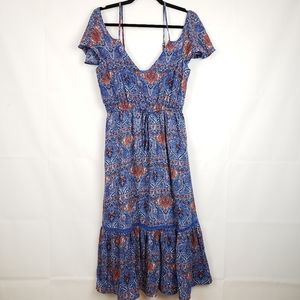 Jack BB Dakota Dress Paisley off Shoulder Ruffle Bohemian Maxi Size Medium